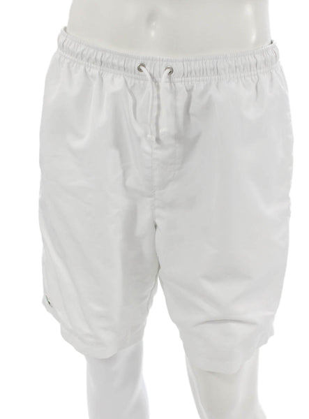Lacoste Mens Casual Shorts White Solid Polyester Size L
