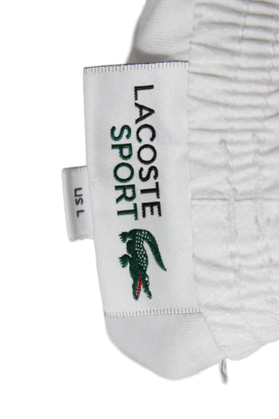 Lacoste Mens Casual Shorts White Solid Polyester Size L