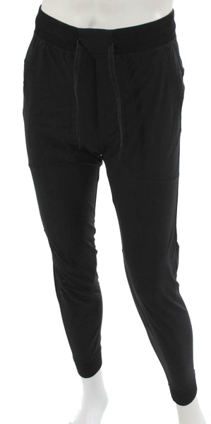 Lululemon Unisex Adults Joggers Black Cotton Drawstring Solid Size S