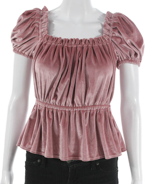 Riller & Fount Womens Pink Square Neck Short Sleeve Blouse Polyester Size 0