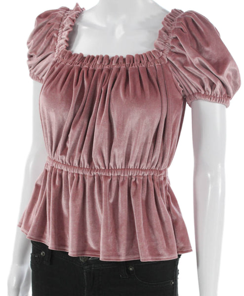Riller & Fount Womens Pink Square Neck Short Sleeve Blouse Polyester Size 0