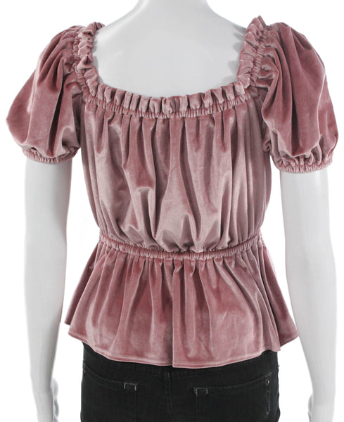 Riller & Fount Womens Pink Square Neck Short Sleeve Blouse Polyester Size 0