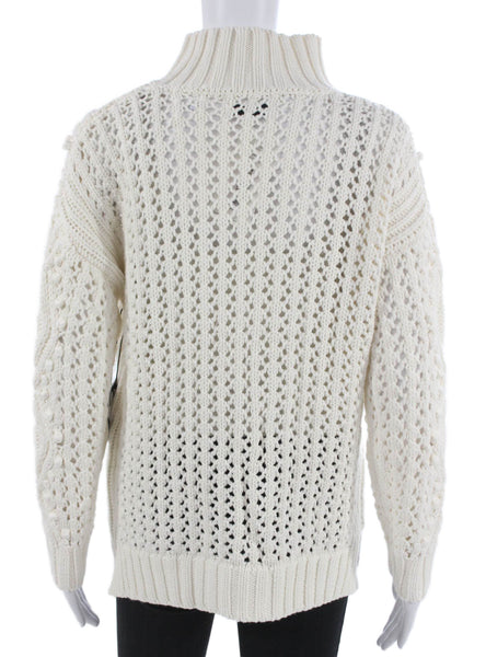 525 America Women Pullover Sweater White Argyle High Neck Long Sleeve Size XS