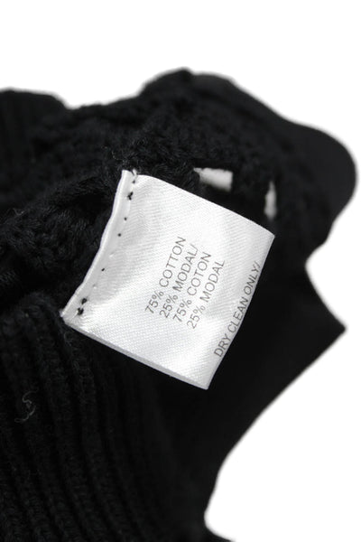 Trina Turk Womens Black Geometric Cotton Pullover Sweater Crew Neck Size XS