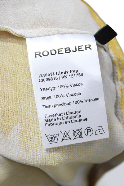 Rodebjer Womens Floral Viscose Blouse Button Round Neck Long Sleeve Size XS