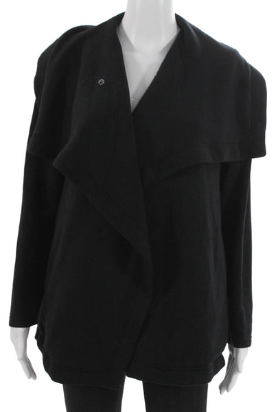 Spanx Women Wrap Coatigan Black Long Sleeve Collared Modal Size M