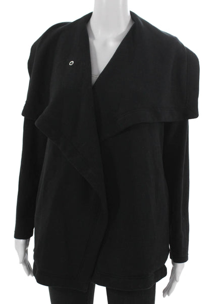 Spanx Women Wrap Coatigan Black Long Sleeve Collared Modal Size M