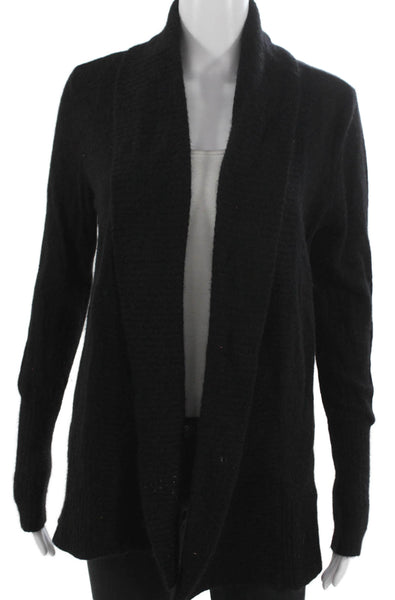 Bloomingdales Women Cashmere Collared Long Sleeve Cardigan Black Size S