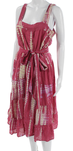 Natalie Martin Women Sundress Multicolor Square Neck Sleeveless Knee Size S