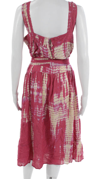 Natalie Martin Women Sundress Multicolor Square Neck Sleeveless Knee Size S