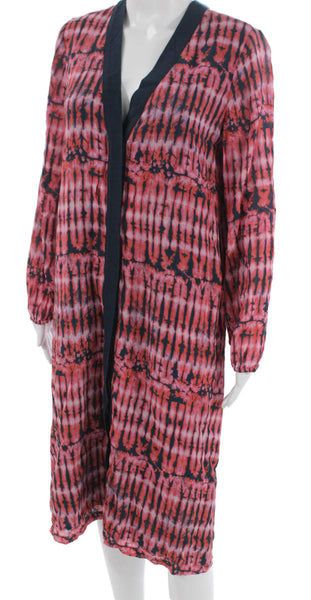 Figue Women Maxi Dress Red Viscose Tie Dye V Neck Long Sleeve Bohemian Size XS