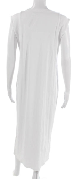Zara Womens Maxi Dress White Cotton Short Sleeve Round Neck Mid Calf Size M