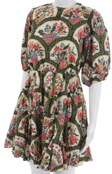Rhode Womens Fit & Flare Dress Multicolor Cotton Short Sleeve Mini Size S