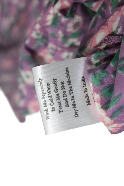 Mille Resort & Travel Women Maxi Floral V Neck Cotton Long Sleeve Dress Size S