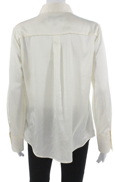 Banana Republic Women Ivory Collared Button Up Long Sleeve Size M