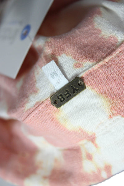 YFB Women Tunic Button Up Collared Striped Linen Multicolor Long Sleeve Size M