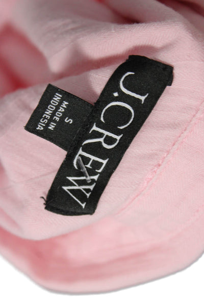 J Crew Women Tunic Blouse Pink Striped Cotton Collared Button Sleeveless Size S