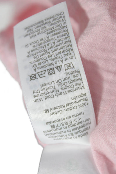 J Crew Women Tunic Blouse Pink Striped Cotton Collared Button Sleeveless Size S