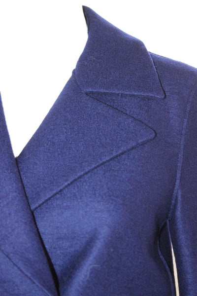 Harris Wharf London Womens Pea Coat Blue Wool Button Long Sleeve Size S