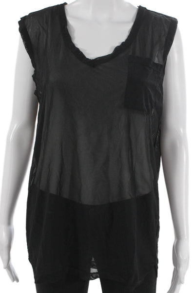 Olympia Womens Sleeveless V-Neck Basic Nylon Tank Black Size PP