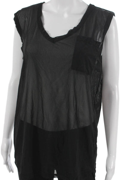 Olympia Womens Sleeveless V-Neck Basic Nylon Tank Black Size PP