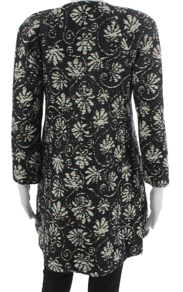 Chanel Women Blouse Black Floral Long Sleeve Button Size 38