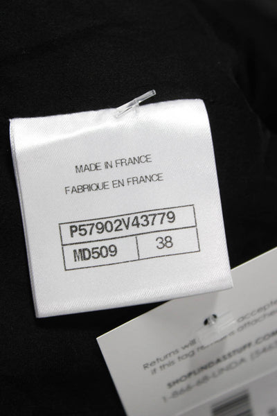 Chanel Women Blouse Black Floral Long Sleeve Button Size 38