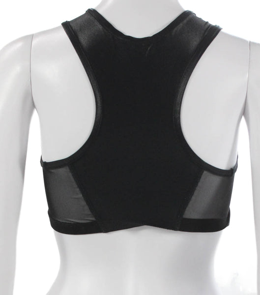 Carbon 38 Womens Black Polyester Blend Sports Bra Sleeveless Round Neck Size S