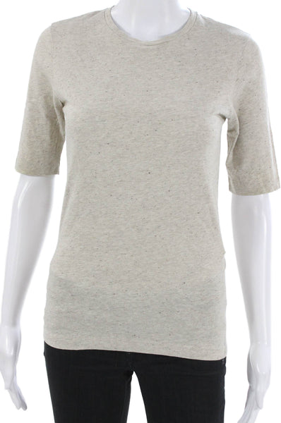 Toteme Womens Beige Cotton Basic Short Sleeve Crew Neck T-Shirt Size S