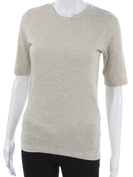 Toteme Womens Beige Cotton Basic Short Sleeve Crew Neck T-Shirt Size S