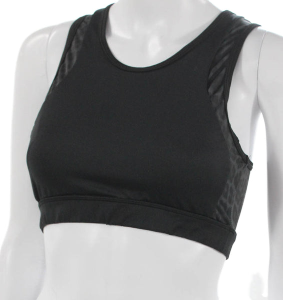 Vie Active Womens Sports Bra Black Animal Print Polyester Size S