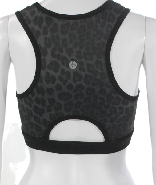 Vie Active Womens Sports Bra Black Animal Print Polyester Size S