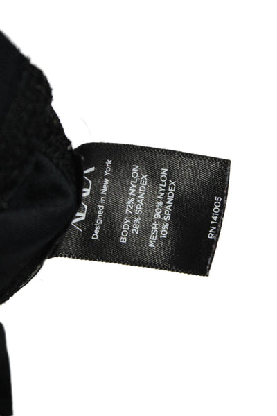 ALALA Women Sports Bra Black Nylon Zip Sleeveless Round Neck Size S