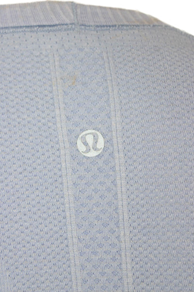 Lululemon Women Basic Crew Neck Long Sleeve T-Shirt Blue Polyester Blend Size 4
