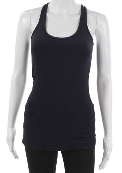 Lululemon Women Basic Sleeveless Scoop Neck Tank Blue Polyester Blend Size 4