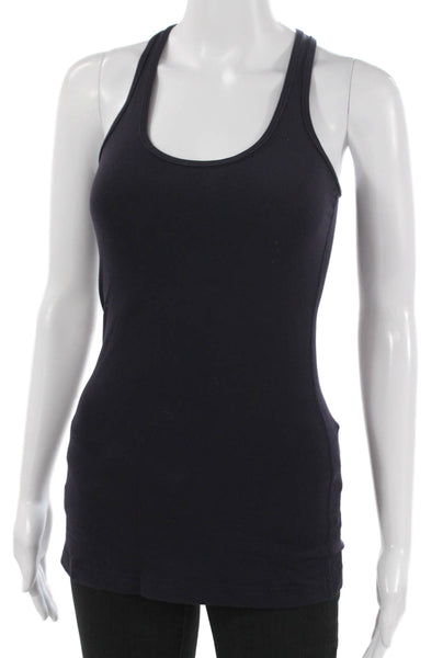 Lululemon Women Basic Sleeveless Scoop Neck Tank Blue Polyester Blend Size 4