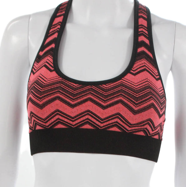 Lululemon Women Pink Chevron Sports Bra Nylon Blend Sleeveless Pullover Size 6