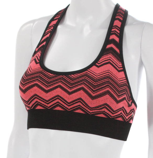 Lululemon Women Pink Chevron Sports Bra Nylon Blend Sleeveless Pullover Size 6