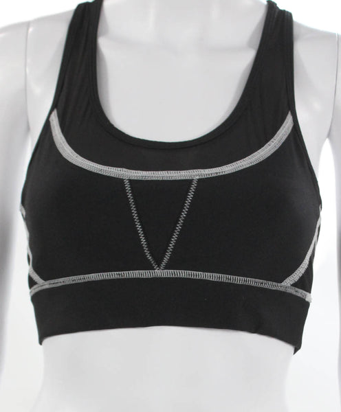 ALALA Womens Sports Bra Black Polyester Blend Round Neck Sleeveless Size S
