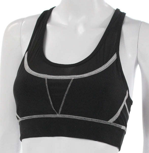 ALALA Womens Sports Bra Black Polyester Blend Round Neck Sleeveless Size S