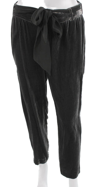 Elevenses Anthropologie Womens Ankle Pants Gray Rayon Tie Waist Size 4