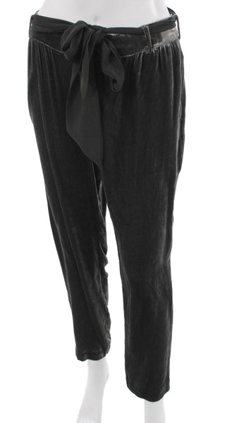 Elevenses Anthropologie Womens Ankle Pants Gray Rayon Tie Waist Size 4