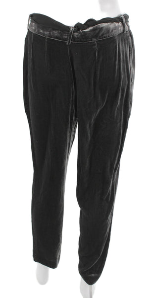 Elevenses Anthropologie Womens Ankle Pants Gray Rayon Tie Waist Size 4