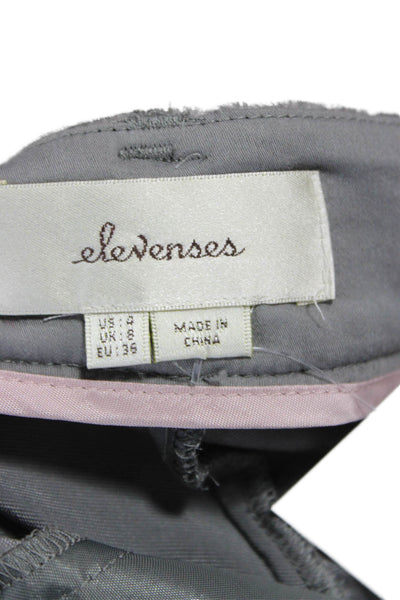 Elevenses Anthropologie Womens Ankle Pants Gray Rayon Tie Waist Size 4