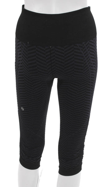 Lululemon Womens Black Chevron Capri Leggings Polyester Blend Size 4
