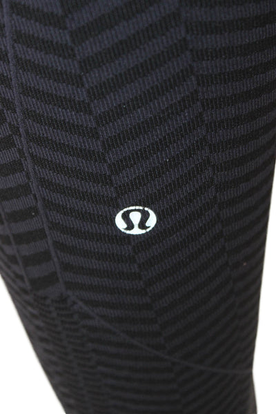 Lululemon Womens Black Chevron Capri Leggings Polyester Blend Size 4