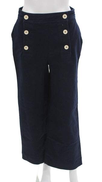 Boden Womens Cropped Blue Cotton Elastane Pants Button Closure Inseam 27 Size 2