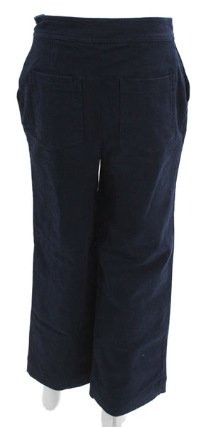 Boden Womens Cropped Blue Cotton Elastane Pants Button Closure Inseam 27 Size 2