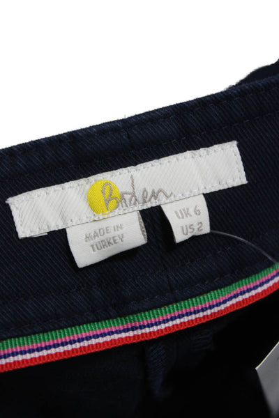 Boden Womens Cropped Blue Cotton Elastane Pants Button Closure Inseam 27 Size 2
