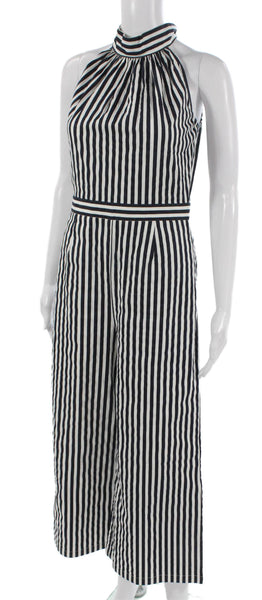Wyatt Wylde Women Jumpsuit Black Striped Halter Size XS